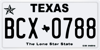 TX license plate BCX0788