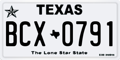 TX license plate BCX0791