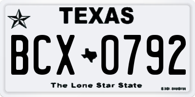 TX license plate BCX0792