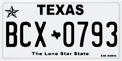 TX license plate BCX0793