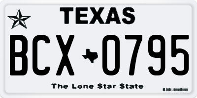 TX license plate BCX0795