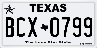 TX license plate BCX0799