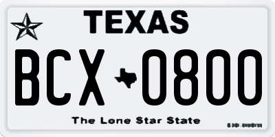 TX license plate BCX0800