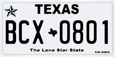 TX license plate BCX0801