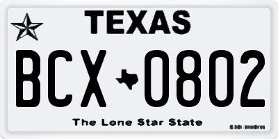 TX license plate BCX0802