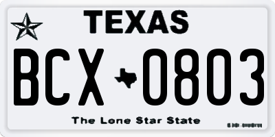 TX license plate BCX0803