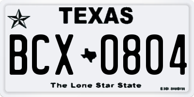 TX license plate BCX0804