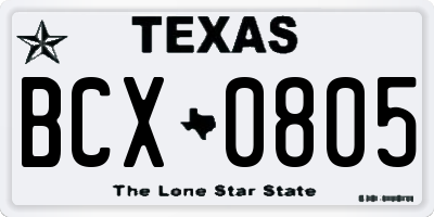 TX license plate BCX0805