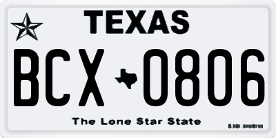 TX license plate BCX0806