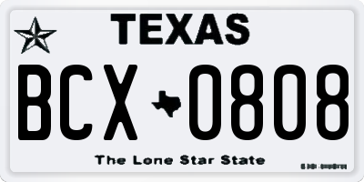 TX license plate BCX0808