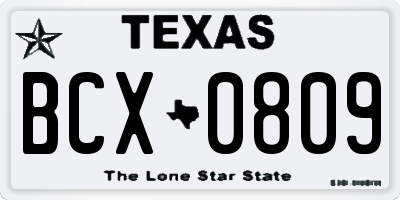 TX license plate BCX0809
