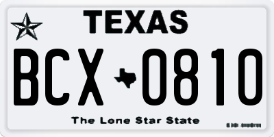 TX license plate BCX0810