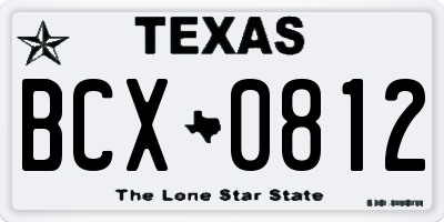 TX license plate BCX0812