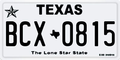 TX license plate BCX0815