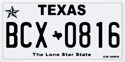 TX license plate BCX0816