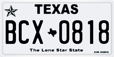 TX license plate BCX0818