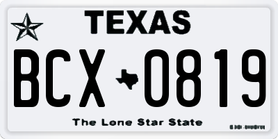 TX license plate BCX0819