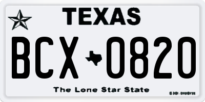 TX license plate BCX0820