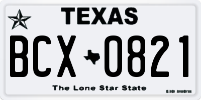 TX license plate BCX0821