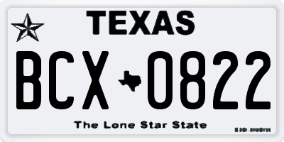 TX license plate BCX0822