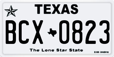 TX license plate BCX0823