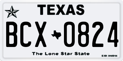 TX license plate BCX0824