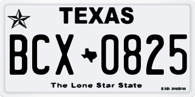 TX license plate BCX0825
