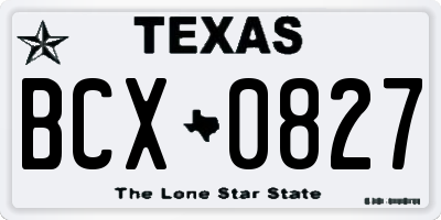 TX license plate BCX0827