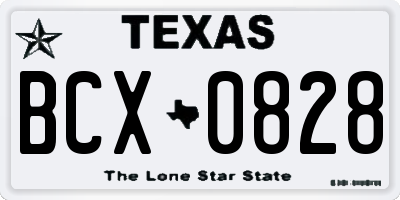 TX license plate BCX0828