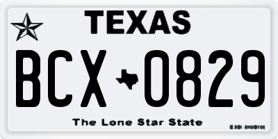 TX license plate BCX0829