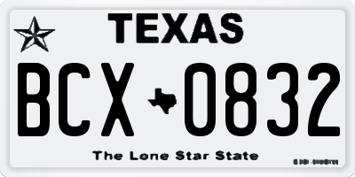 TX license plate BCX0832
