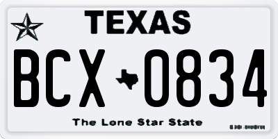 TX license plate BCX0834