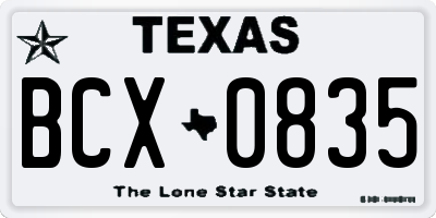 TX license plate BCX0835