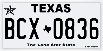 TX license plate BCX0836