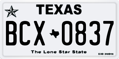 TX license plate BCX0837