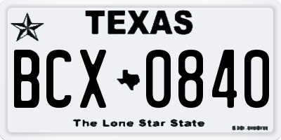 TX license plate BCX0840