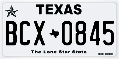 TX license plate BCX0845
