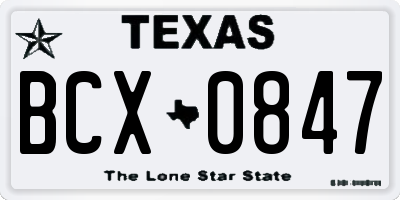 TX license plate BCX0847