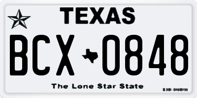 TX license plate BCX0848