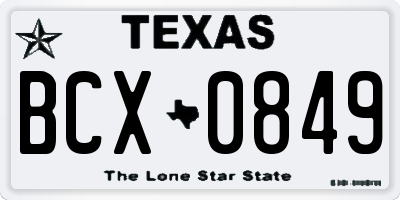 TX license plate BCX0849