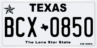 TX license plate BCX0850