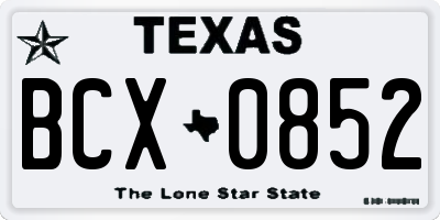 TX license plate BCX0852