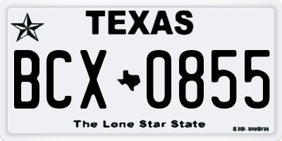 TX license plate BCX0855
