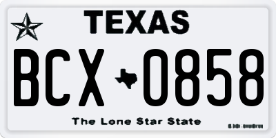 TX license plate BCX0858