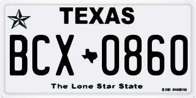 TX license plate BCX0860