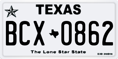 TX license plate BCX0862