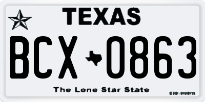 TX license plate BCX0863
