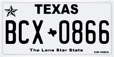 TX license plate BCX0866