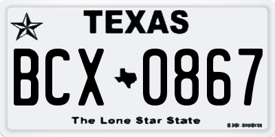 TX license plate BCX0867