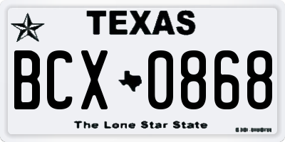 TX license plate BCX0868